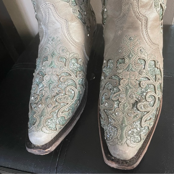CORRAL WOMEN’S GLITTER INLAY & CRYSTAL BOOTS. SZ 7 NIB $179 - Picture 2 of 9